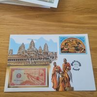Banknoten Brief - Lettre avec billet de banque Kambodscha