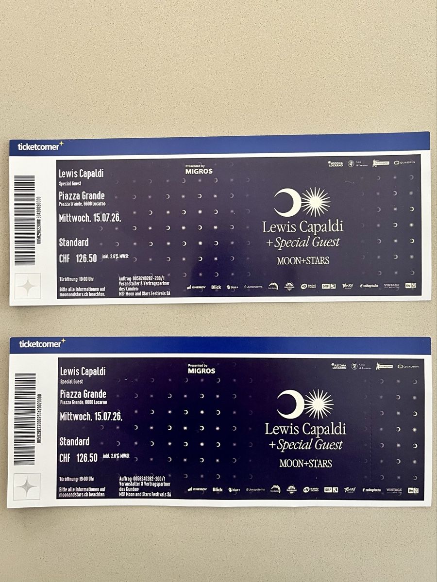 Biglietti: 2xLewis Capaldi @ Moon & Stars 2026 – Nuovo (secondo la descrizione) da Büsserach venduto da Djdeck