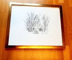 Gravure encadrée d'une maison