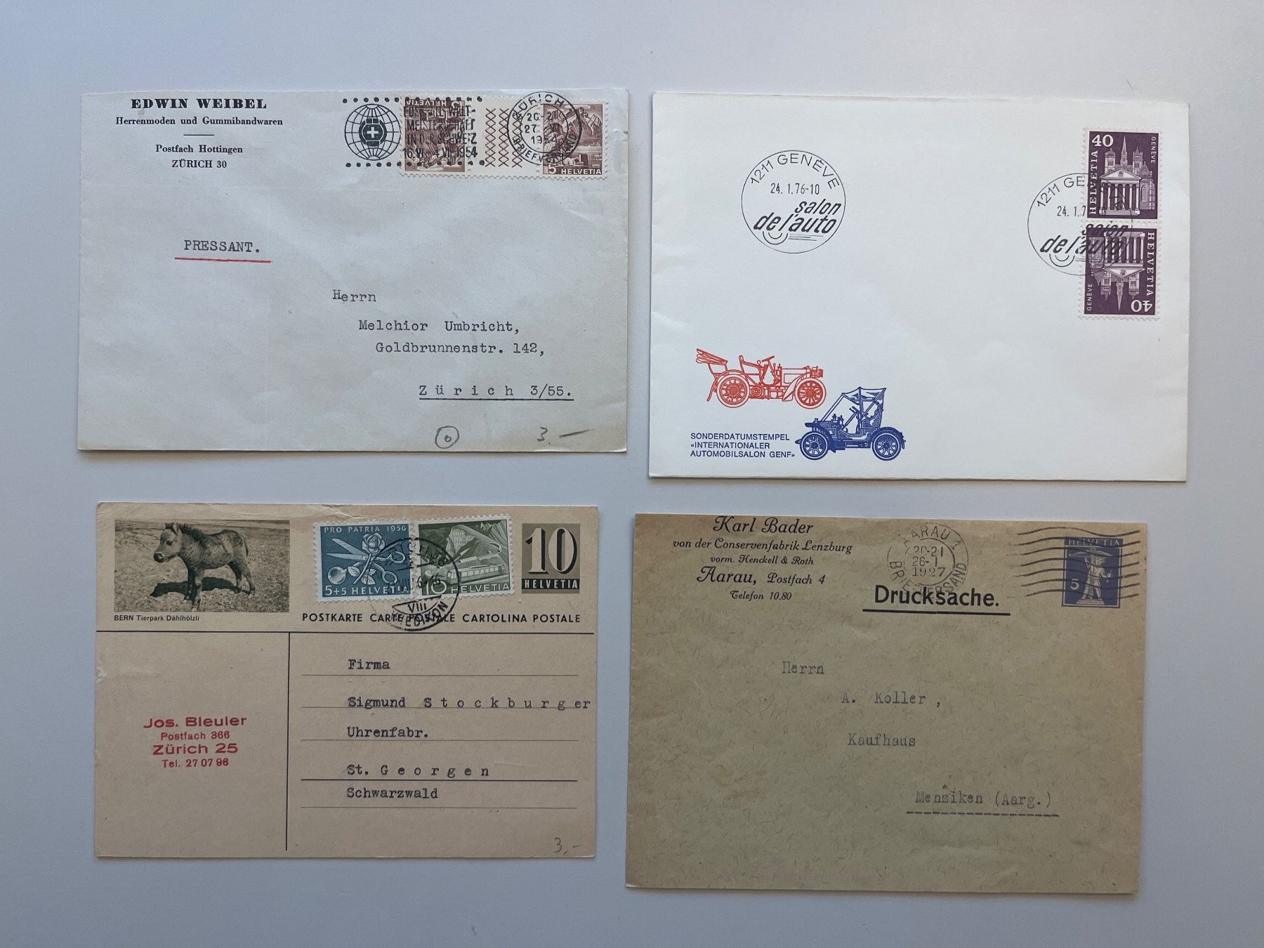 Alle Briefmarken: Ganzsachen Schweiz mit Kehrdrucke – Gebraucht aus Adliswil von derrick0825