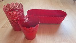 Blumenkiste  und 2 Übertöpfe  rot ,Metall, ungebraucht