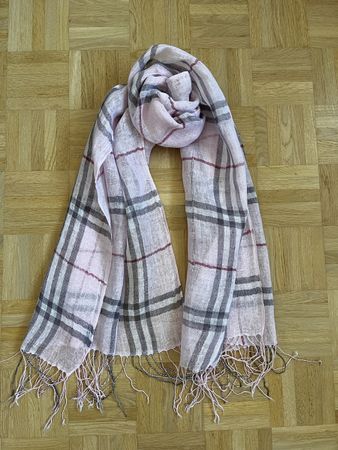 Sommer Schal aus Leinen, rosa kariert