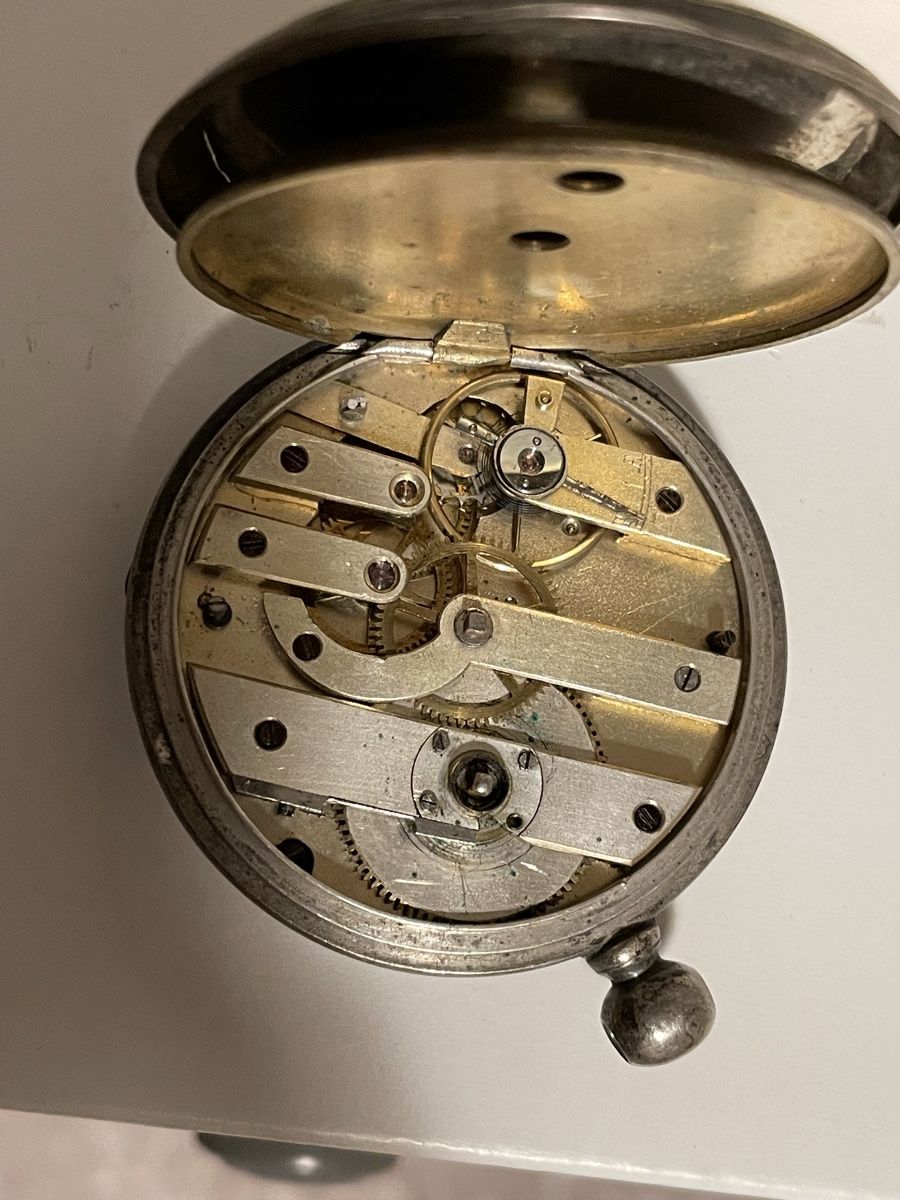 Uhren: Montre à gousset ancienne argentée, mécanisme visible, pour  – Gebraucht aus Worben von benit.drn 1