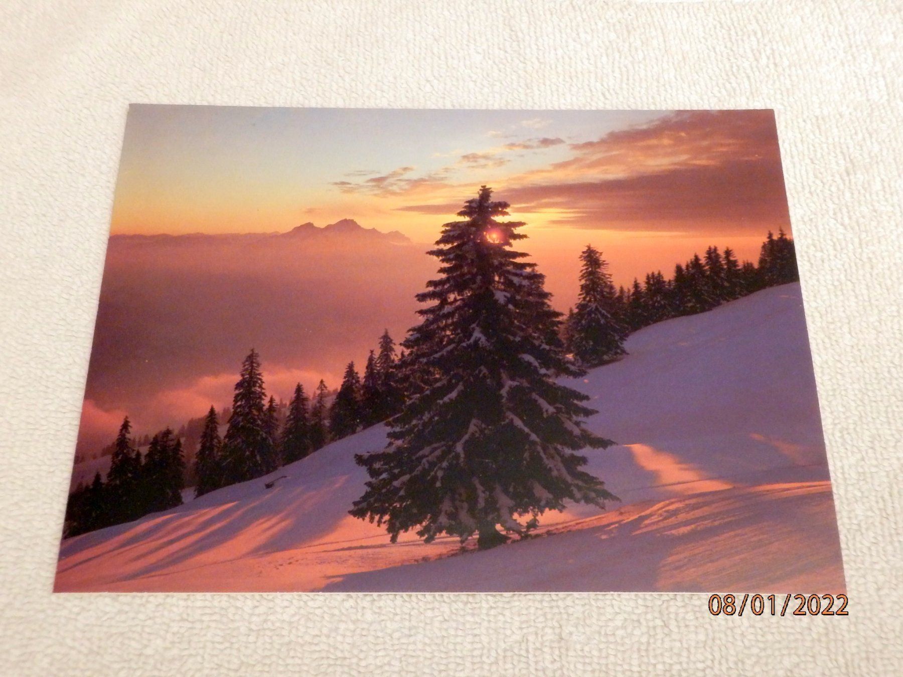 Cartoline postali: Ansichtskarte, Abendstimmung am Rigi – Usato da Ueberstorf venduto da dinbau