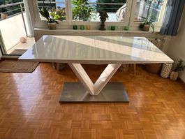Esstisch weiss, ausziehbar 160(220)x90x78 [cm] (l x b x h)