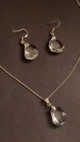 925 Silber Set Halskette & Ohrringe mit grossen 《Kristallen》
