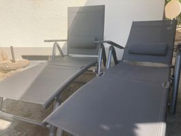 2 Liegestühle: Florabest Relaxliegen, klappbar & verstellbar