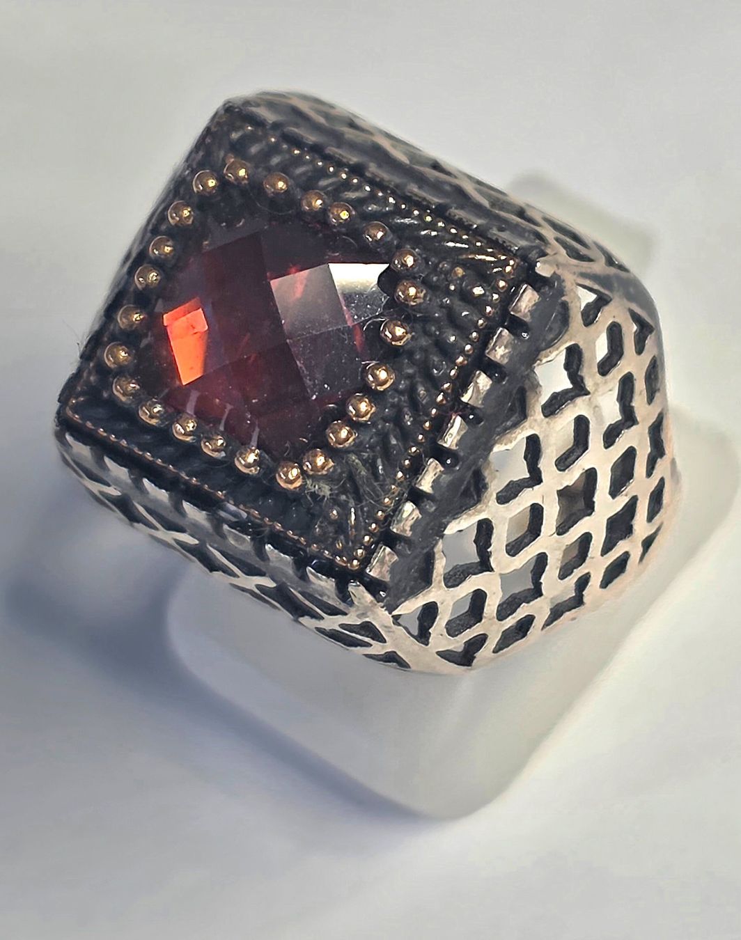 Bagues: Granat Silber Ring – Neuf (Voir description) à Zürich par adriben 2