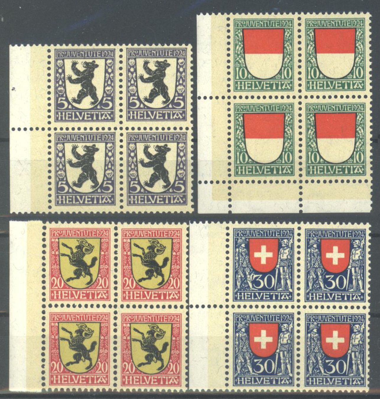Tutti i francobolli: 1924, Pro Juventute, Viererblöcke ** – Usato da Willisau venduto da Vollstempel
