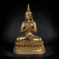 Dharmachakra Bronze Buddha Figur Rad d. Lehre Skulptur Tibet