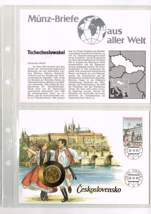 tschechoslowakei-1985-m-nzbrief-mit-beschreibung-neu-gem-ss