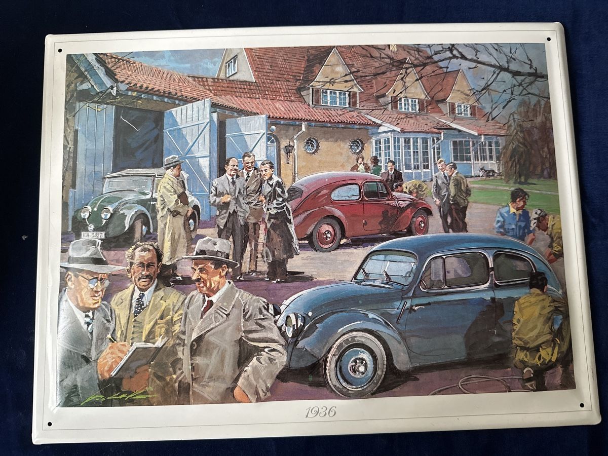 Insegne: Oldtimer-Blechschild mit Szene von 1936 - Rarität! – Usato da Zürich venduto da Chaeffeler