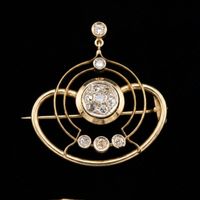 Antike Art-Déco-Brosche aus Gelbgold mit Diamanten