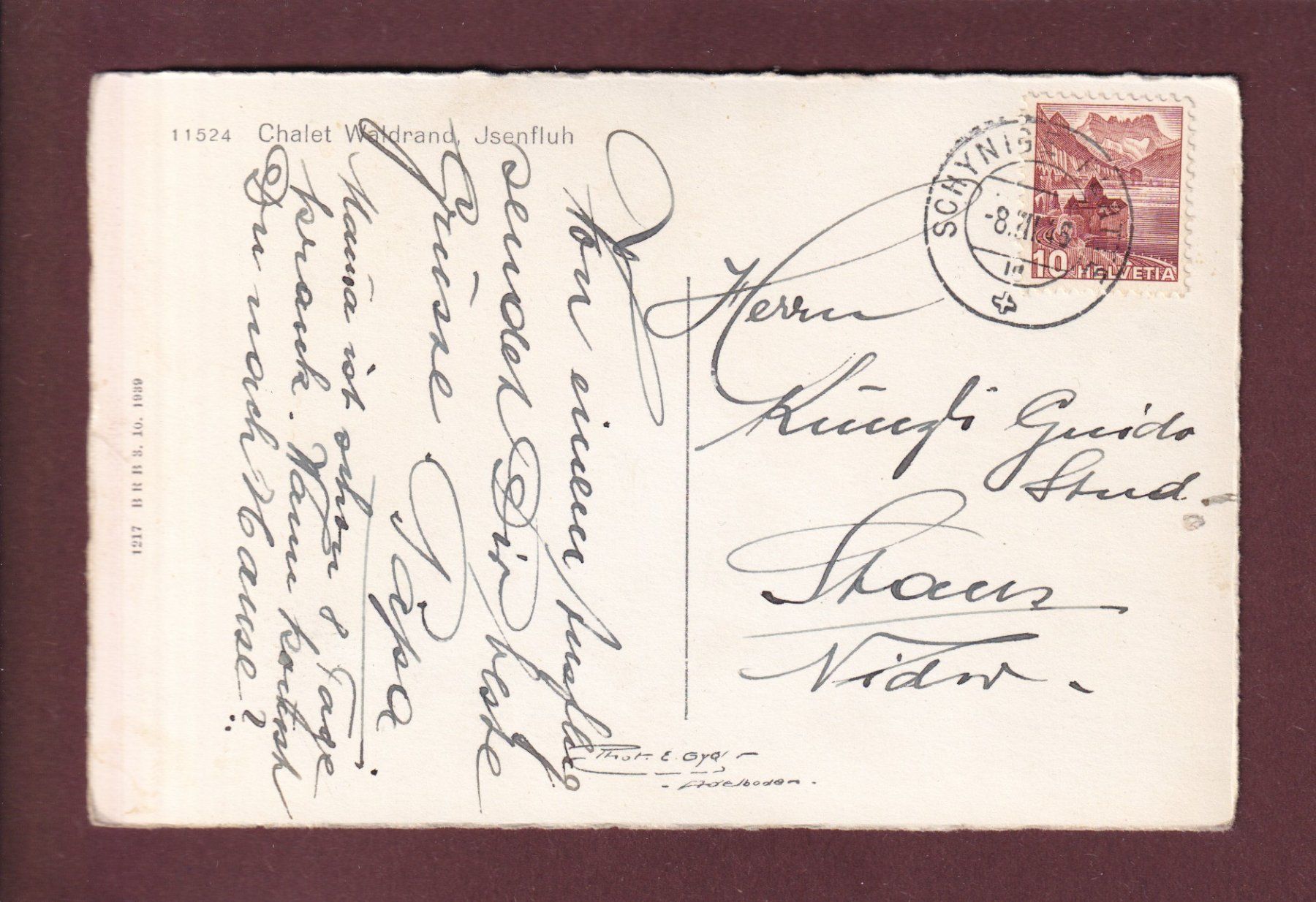 Cartes postales: ISENFLUH - Chalet Waldrand - 1946 – D'occasion à Pully par nicecards 1