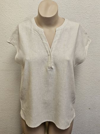 SOYACONCEPT Damen Bluse Leinen-Viscose Beige Gr. M – Kurzarm