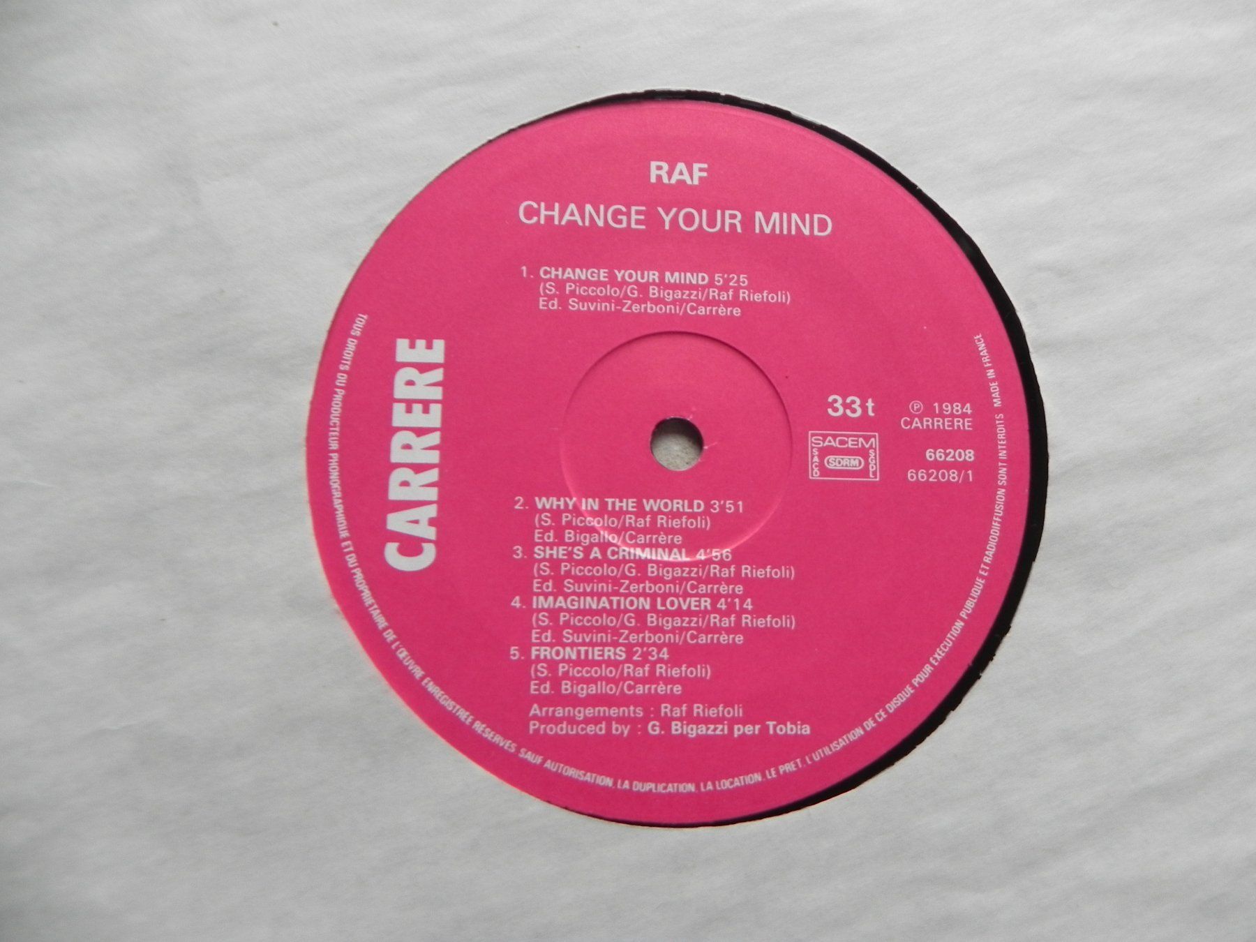 Dischi in vinile: LP Schallplatte Schweiz Synth Pop Raf 1984 Change your mind – Usato da Siebnen venduto da krimsie 4