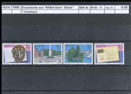 1990 Einzelwerte aus "NABA - Genf - Block", ** postfrisch