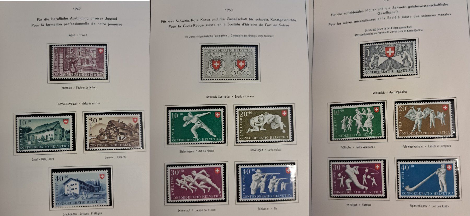 Tutti i francobolli: Pro Patria Briefmarken Lot ab 1938, postfrisch – Usato da Münchwilen AG venduto da Nesar 3