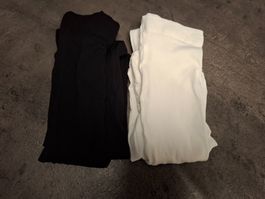 2x Strumpfhosen schwarz u. weiss, dünn Gr. 122/128