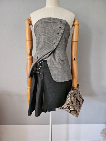 H&M Clutch, Schlangenmuster, Grau/Schwarz, neu!
