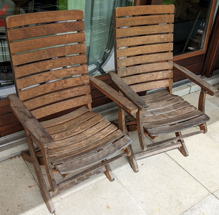 Grosse HolzGartenstühle mit Armlehnen von Fischer Kaufen auf Ricardo