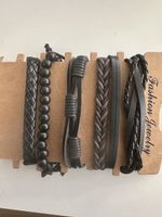 Armband Set 5-teilig schwarz Leder
