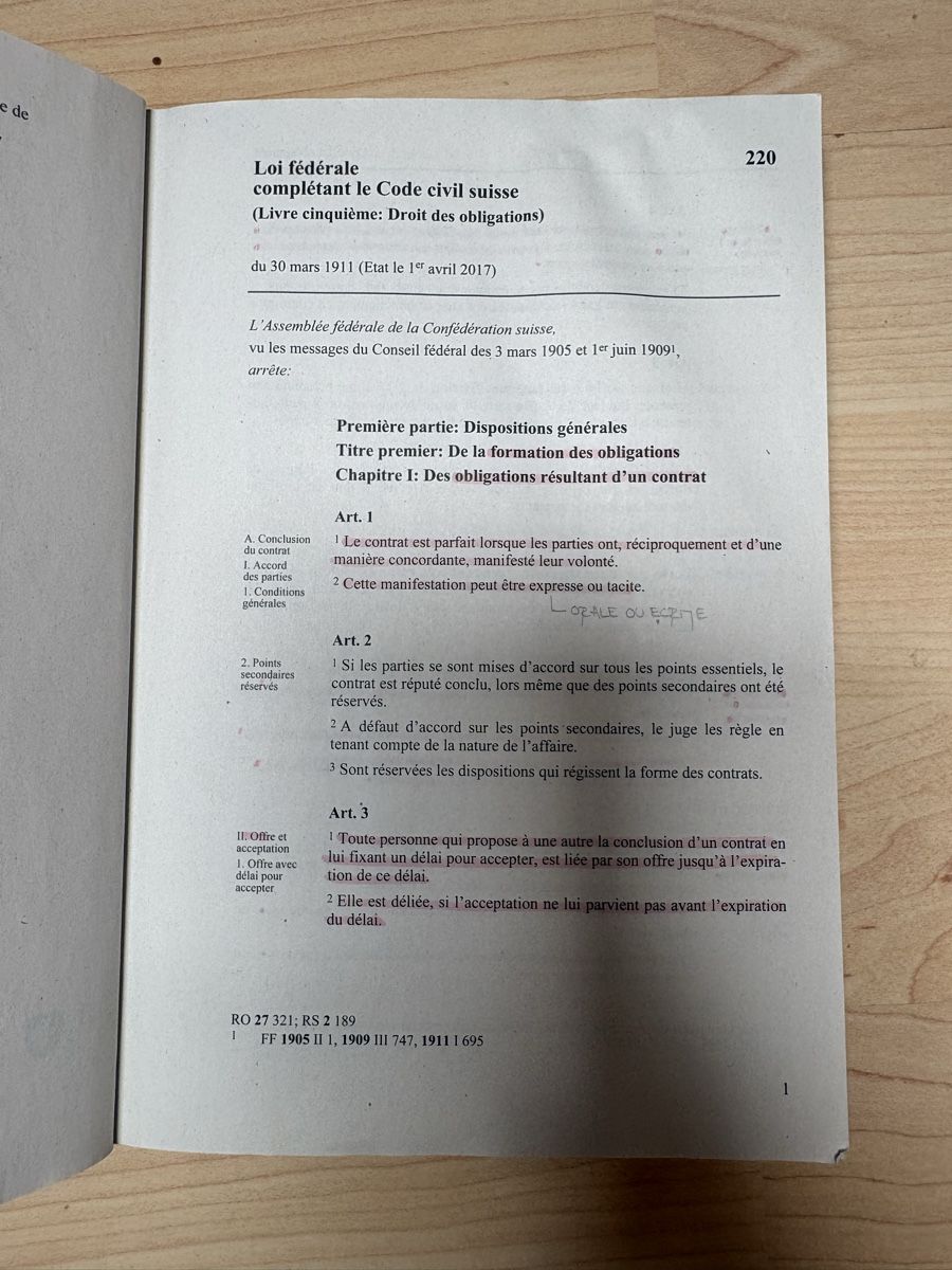 Libri: Code des obligations Suisse - Livre essentiel! – Usato da La Heutte venduto da Overmor66 3