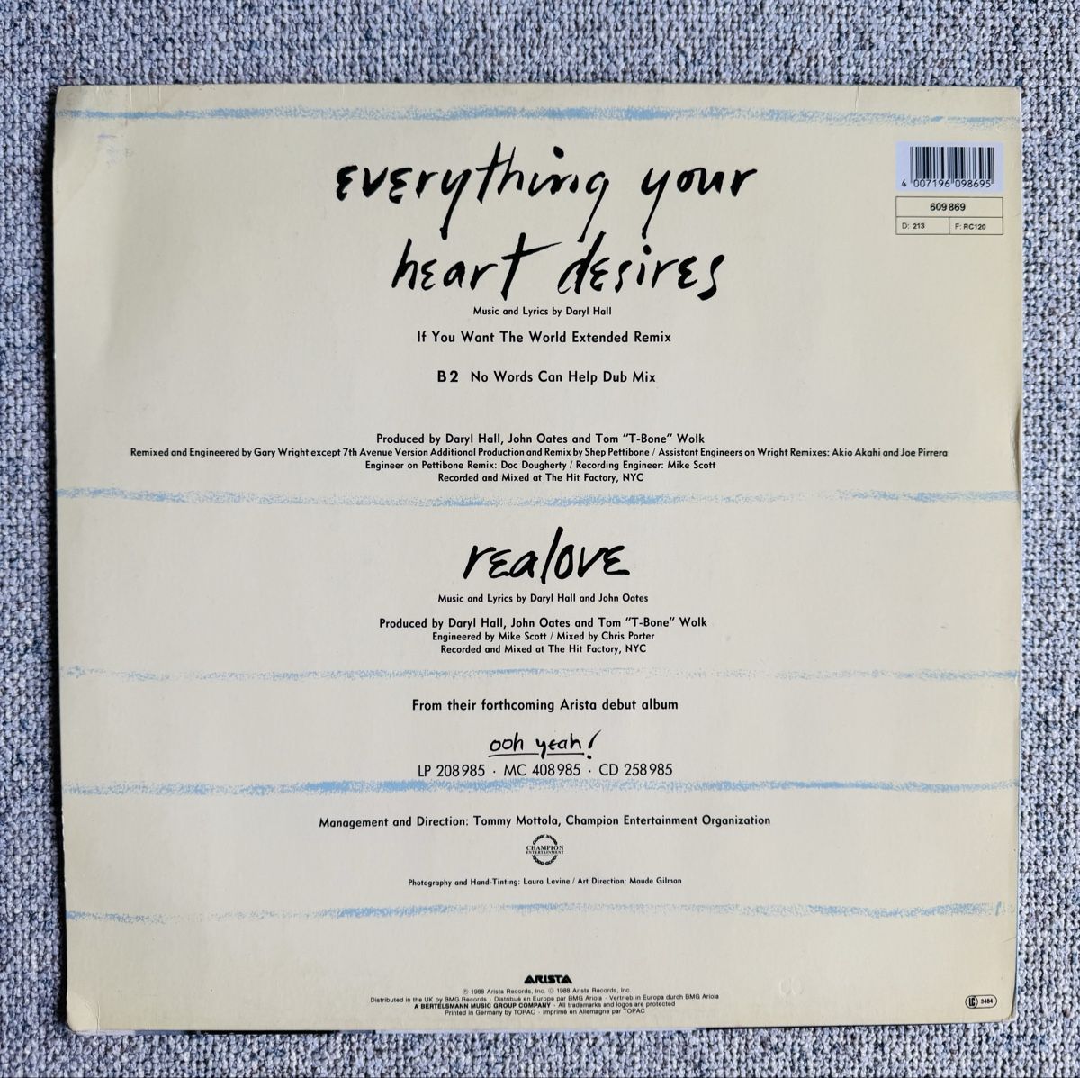 Schallplatten: D. Hall /J. Oates - Everything Your Heart Desire - 12" Maxi – Gebraucht aus Rorbas von BlackstarRecords 1