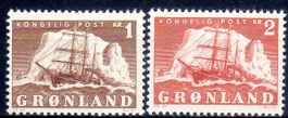 SEGELSCHIFF 2 MARKEN ** POSTFRISCH ** GRÖNLAND 1950 - XY111