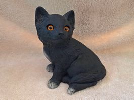 SANDICAST wunderhübsche lebensechte schwarze Katze #218 BRUE
