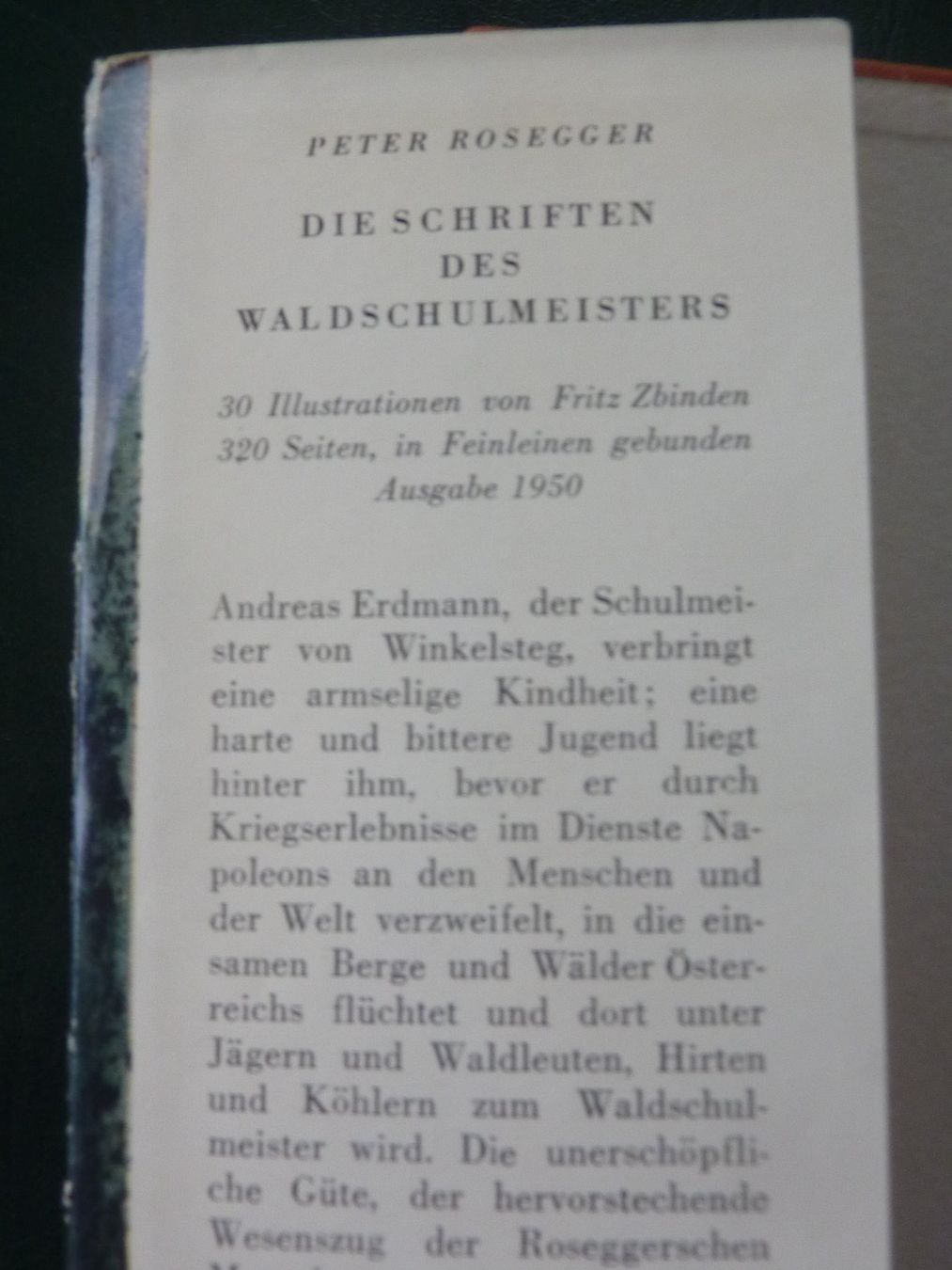 Libri: Rosegger: Schriften des Waldschulmeisters, 1950. – Usato da Triengen venduto da Nussbaum14 2