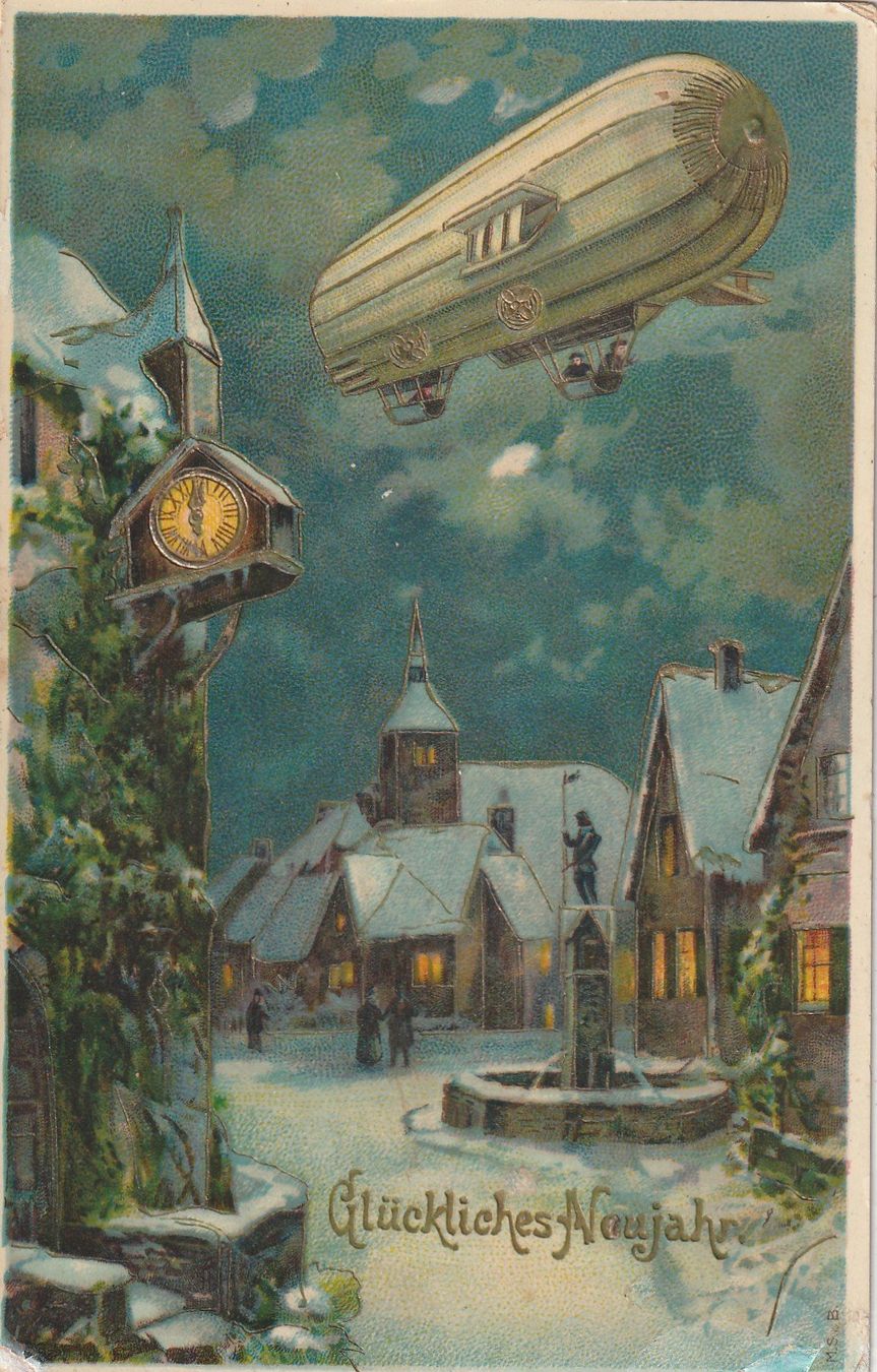 Cartoline postali: Glückliches Neujahr mit Zeppelin – Usato da Rorschacherberg venduto da fratovi2