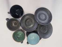 Bitz Tassen-Set mit Unterteller – 4 Stück (24 cl)
