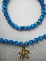 Blauer Katzenaugenperlen-Shmuckset
