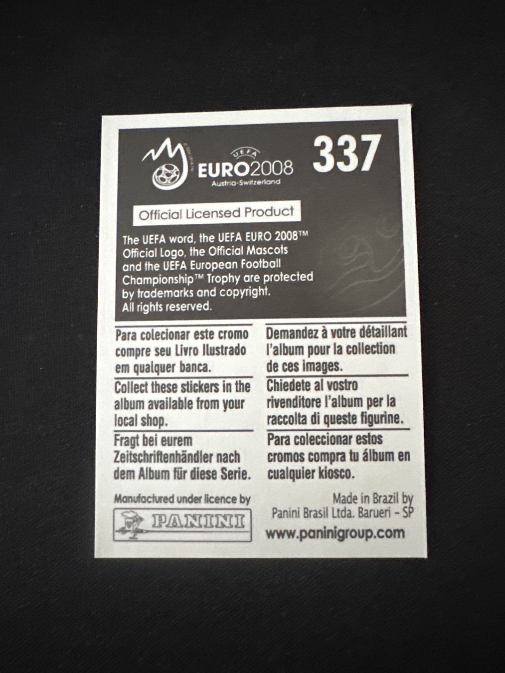 Panini Carte collezionabili: Panini UEFA EM 2008 Sticker - Nr. 337 – Usato da Sulz AG venduto da DealWerk 1