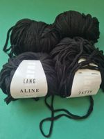 4 Knäuel Lang Aline Wolle in Schwarz  Total 385gr Nadel 6
