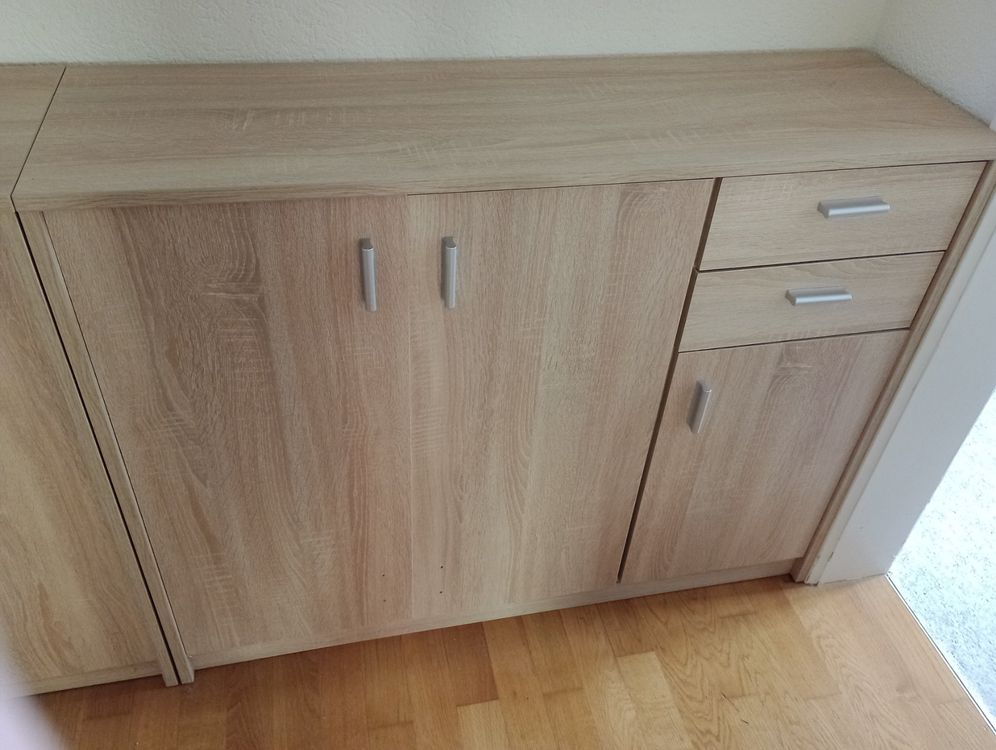 Myheimly Sideboard Grau Sonoma - Kommode Mit 3 Türen & 2 Schubladen Fürs Wohnzimmer
