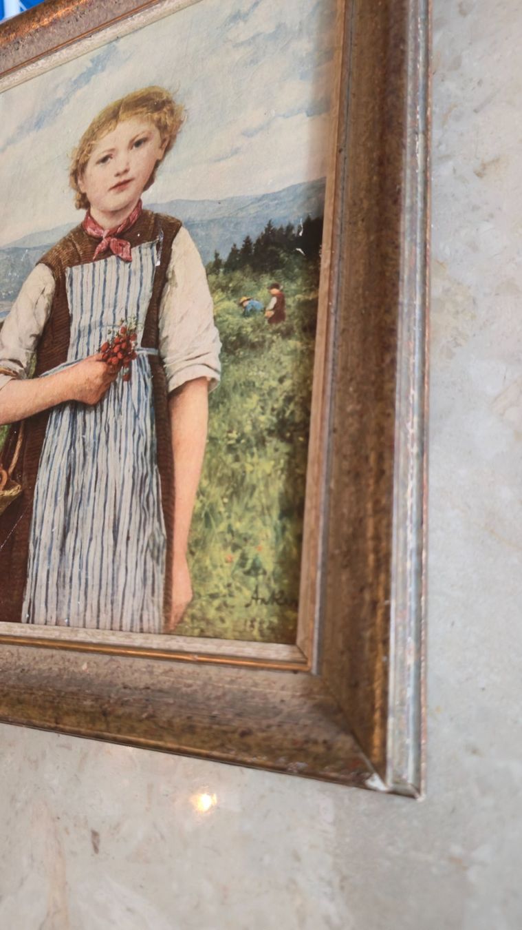 Ancore: Albert Anker: "Das Erdbeerenmädchen" – Gerahmter Kunstdruck – Usato da Löhningen venduto da Sanmyk 1