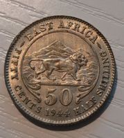 SILBER / 50 Cents (Half Shilling) / Brit. East Africa / 1944