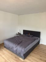 Bett mit Kopfteil Stoff grau 140x200 cm guter Zustand