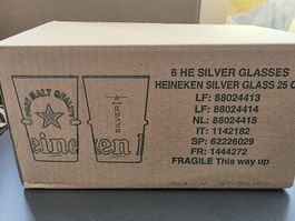 6 Heineken Silver Biergläser 25 cl neu im Karton