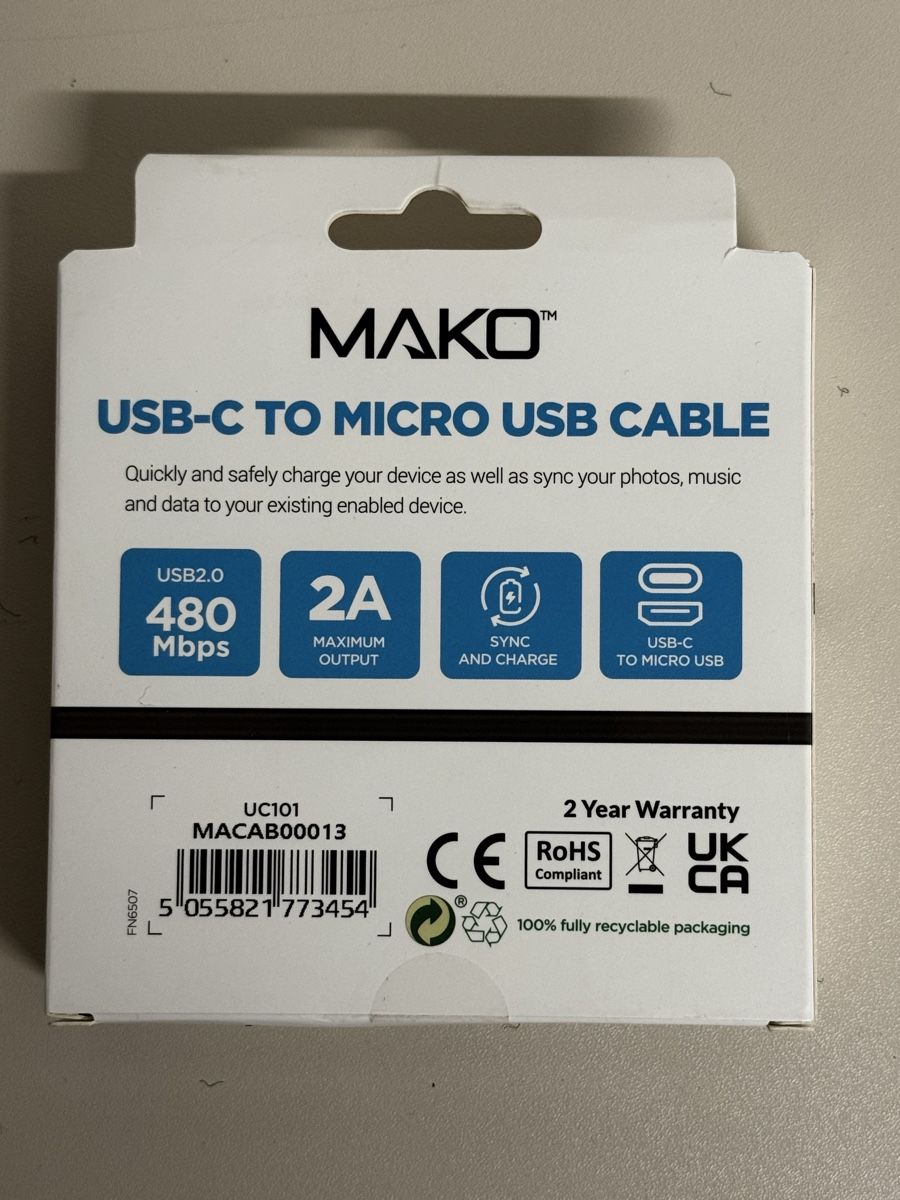 Kabel: MAKO USB-C auf Micro USB Kabel 1 Meter NEU Original verpackt – Neu und originalverpackt aus Zürich von Nobs1 1