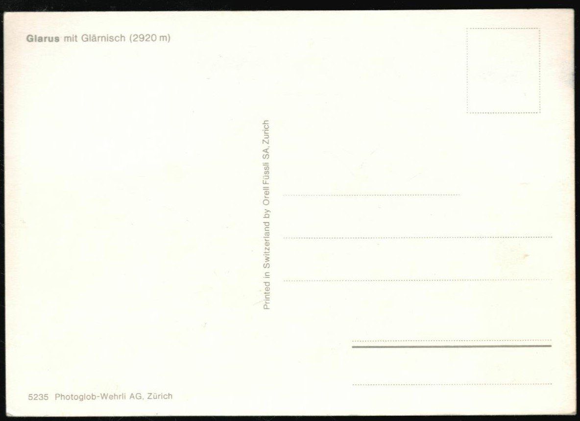 Cartoline postali: AK Glarus mit Glärnisch – Usato da Zürich venduto da Tolima194 1