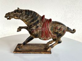 Antike Chinesische Holzpferd Skulptur