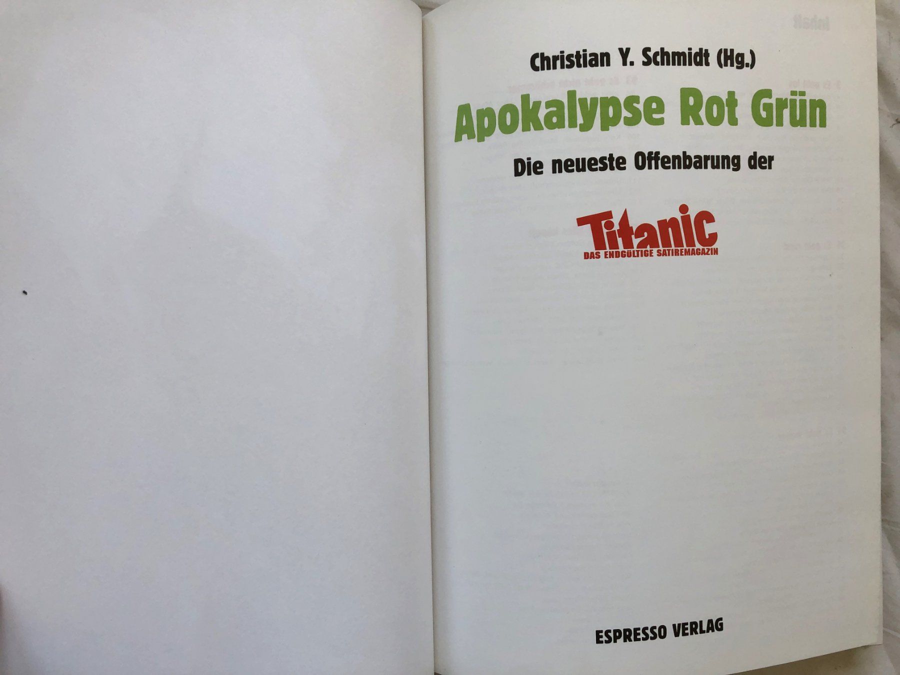 Libri: Titanic: Apokalypse Rot Grün - Satire Buch – Usato da Schaffhausen venduto da durruti 2