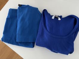 Navy blaues Set: Top + Shorts Zara & Longsleeve Stradivarius