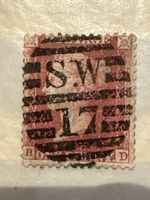 Timbre Grande-Bretagne Penny Red oblitéré S.W. 17