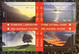 Sonderblock 50 Jahre Schweizer Landeshymne mit ET-Stempel
