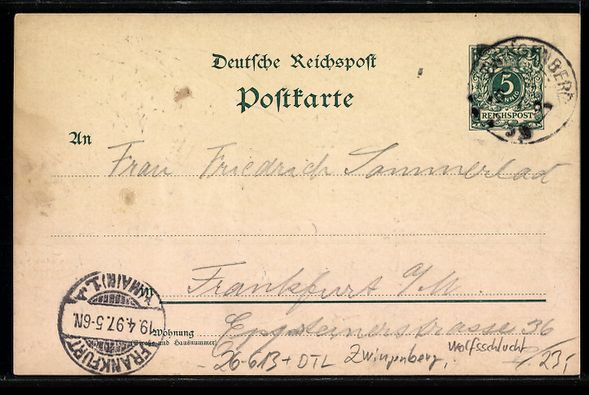 Cartoline postali: Handgemalt: Zwingenberg, Wanderer mit Re – Usato da Berlin venduto da bartko-reher 1
