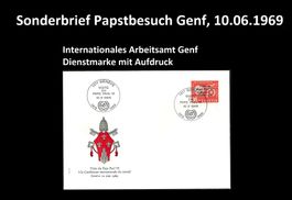 Sonderbrief Papstbesuch Genf, 1969, Dienstmarke mit Aufdruck